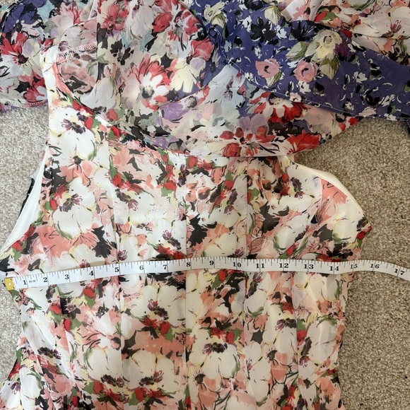 Floral Chiffon Fit & Flare Dress Size 8 Ruffle Sleeve Wedding Guest Formal - Picture 12 of 13